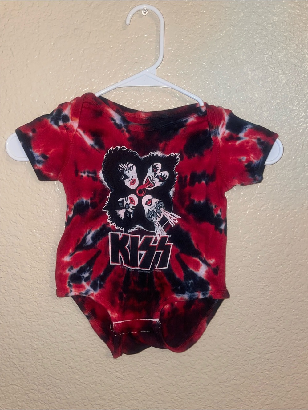 Liquid Blue Red and Black Tie-Dye KISS Baby One-Piece Bodysuit
